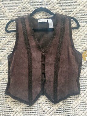 Brown suede & knit vest